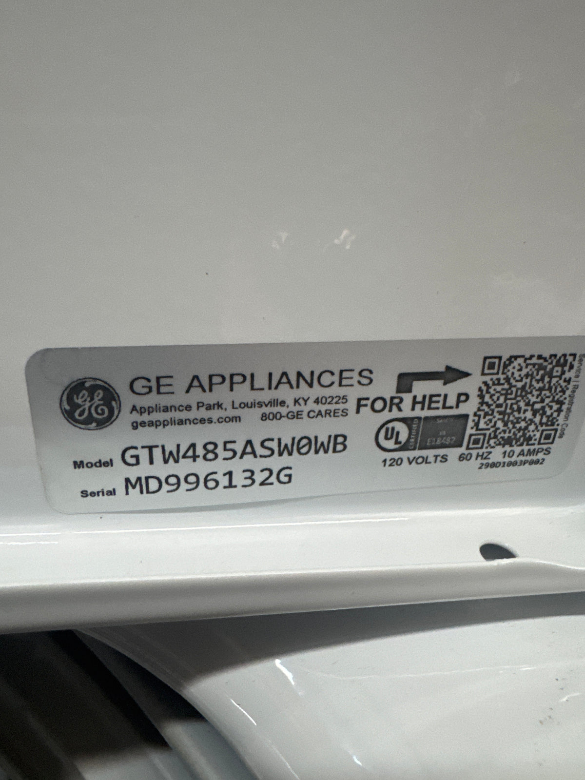 GE 4.5cu.ft Top Load Washer Model#GTW485ASWOWB Serial#MD996132G (HD937)