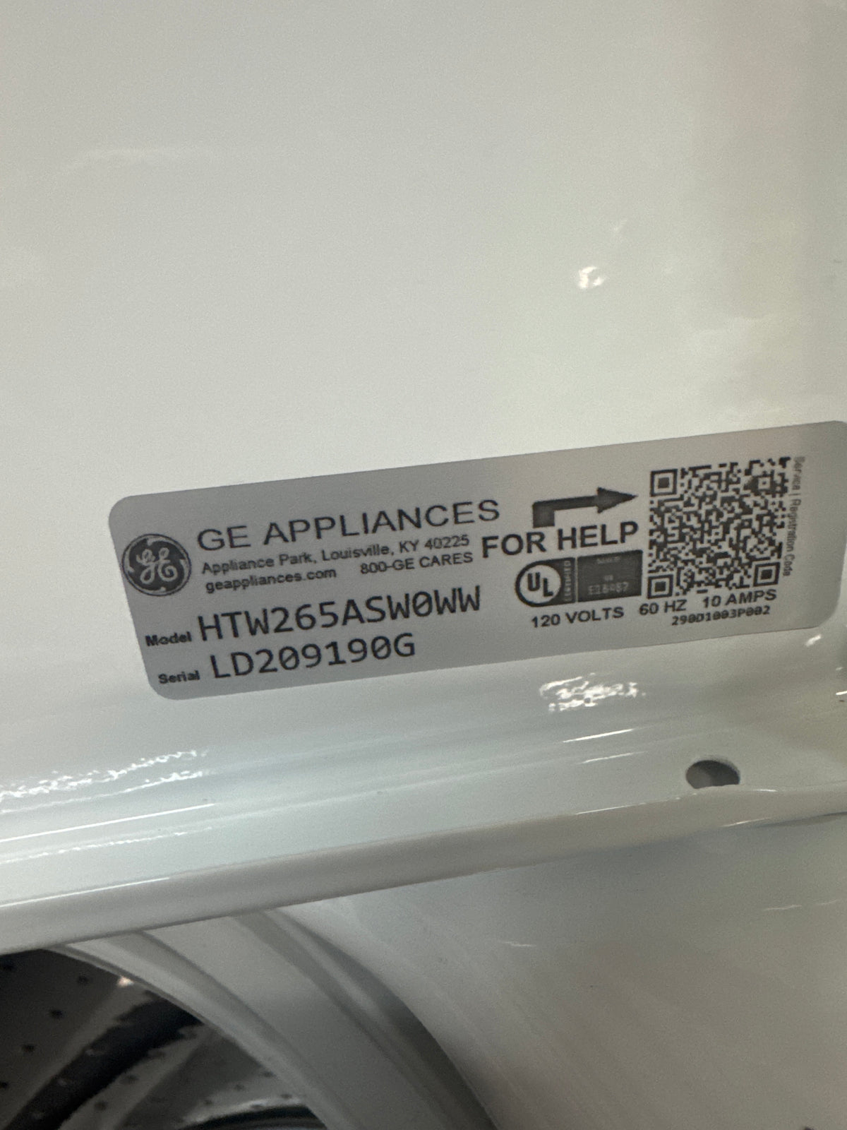 Hotpoint 4.5cu.ft Top Load Washer Model#HTW265ASW0WW Serial#LD209190G (HD940)