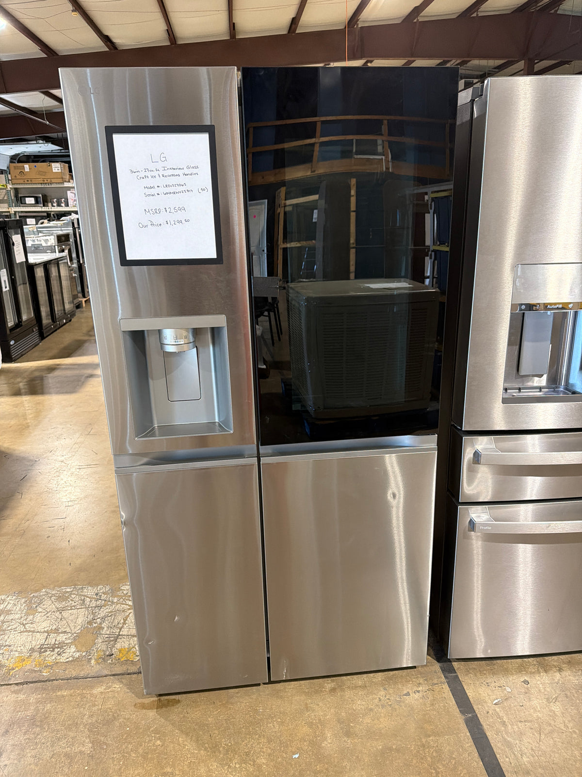 LG 36” Side by Side Instaview Refrigerator Model #LRSVS2706S  Serial #604MRWV2S817 (50)