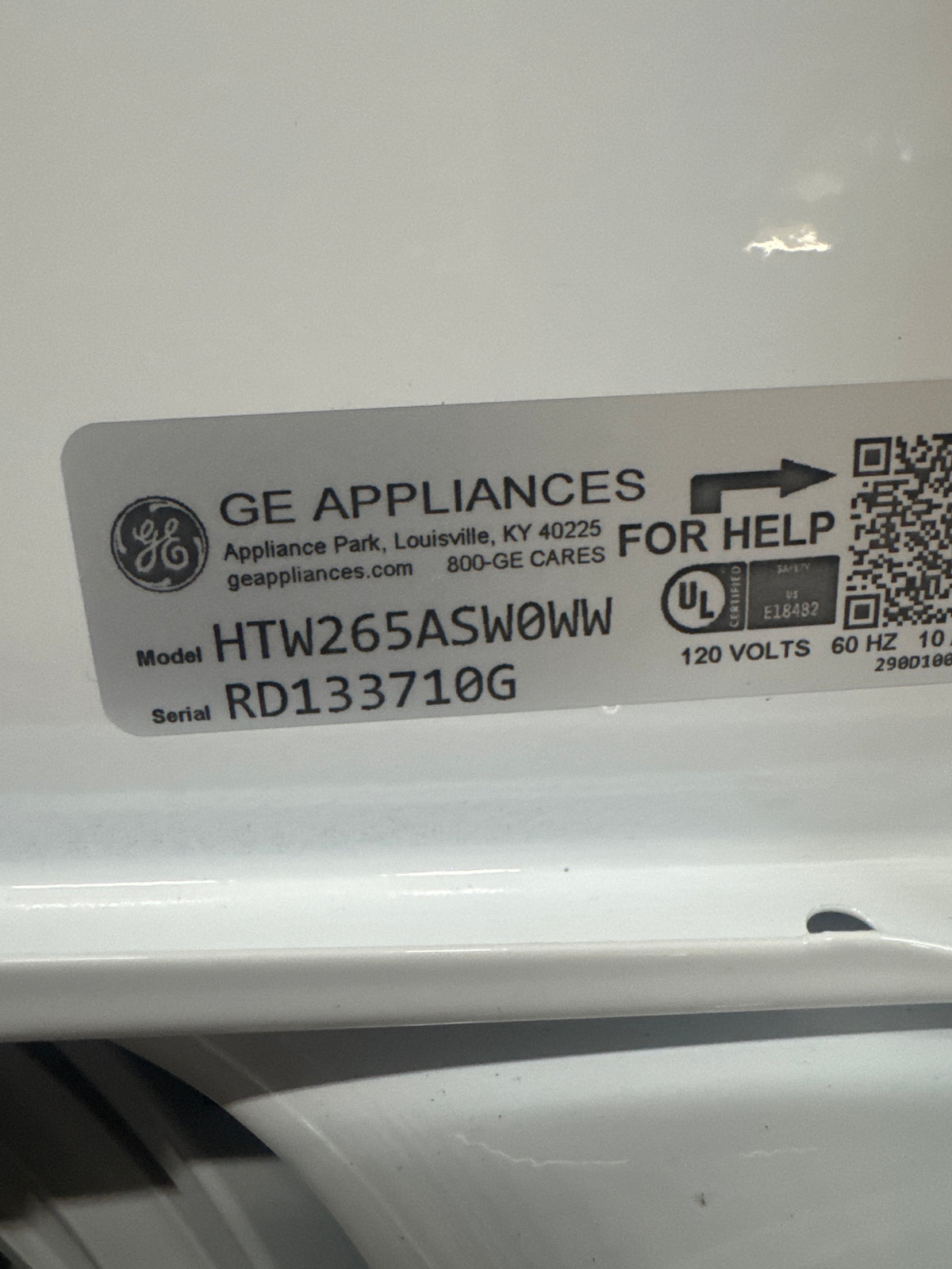 Hotpoint 4.0cu.ft Top Load Washer Model#HTW265ASW0WW Serial#RD133710G (HD912)