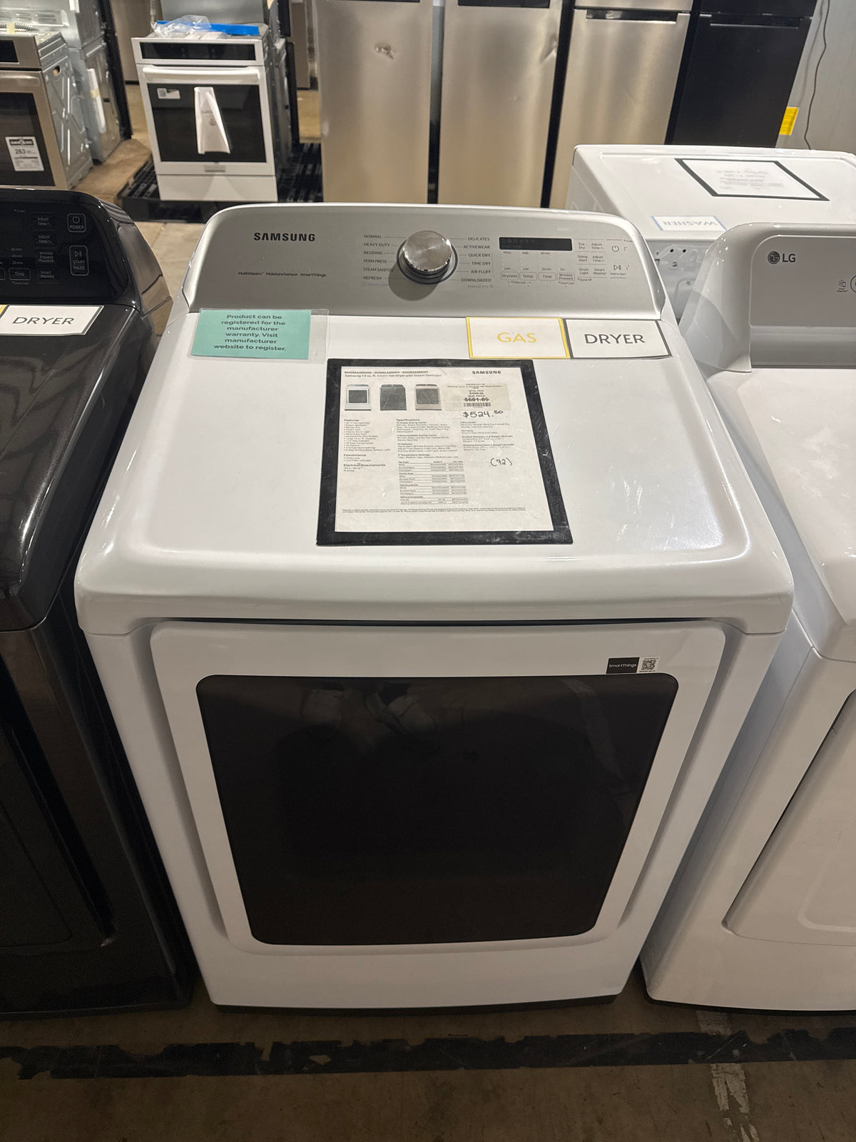 Samsung 7.4cu.ft GAS Dryer Model#DVG52A5500W Serial#0BBQ5BBL300172Y (72)