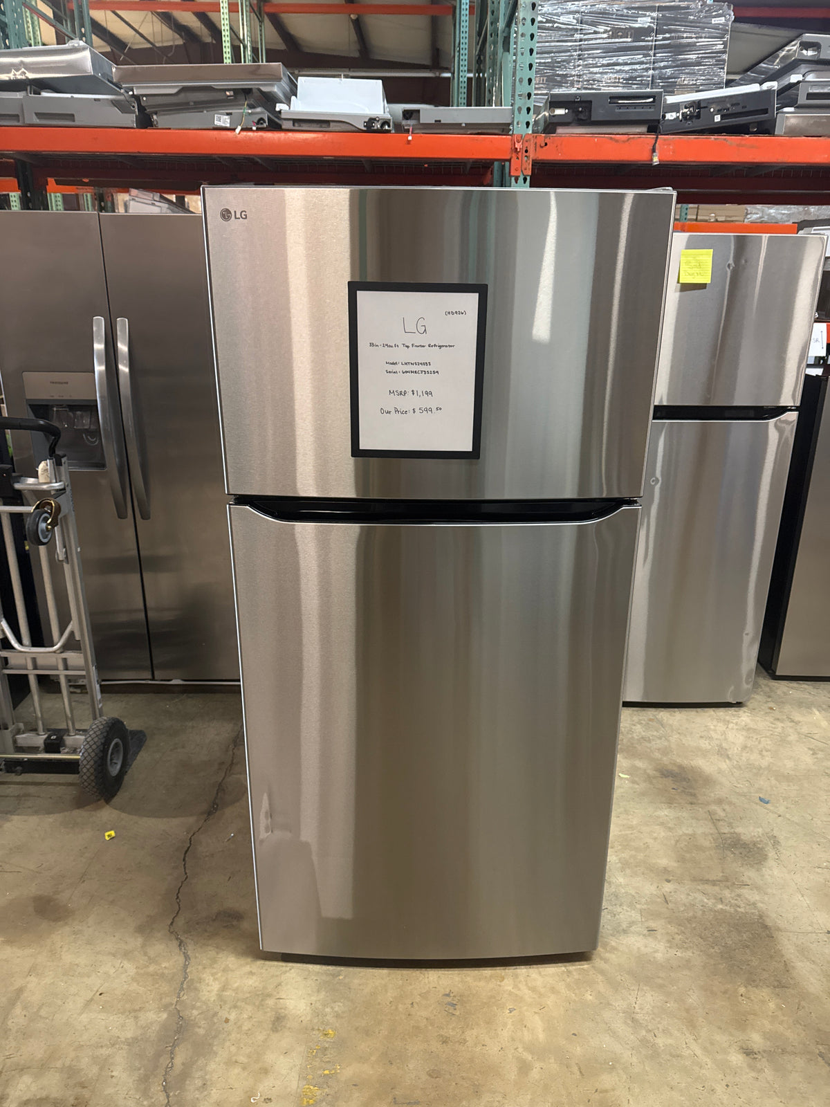 LG 33in Top Freezer Refrigerator Model#LHTNS2403S Serial#604MRCJ3S259 (HD926)