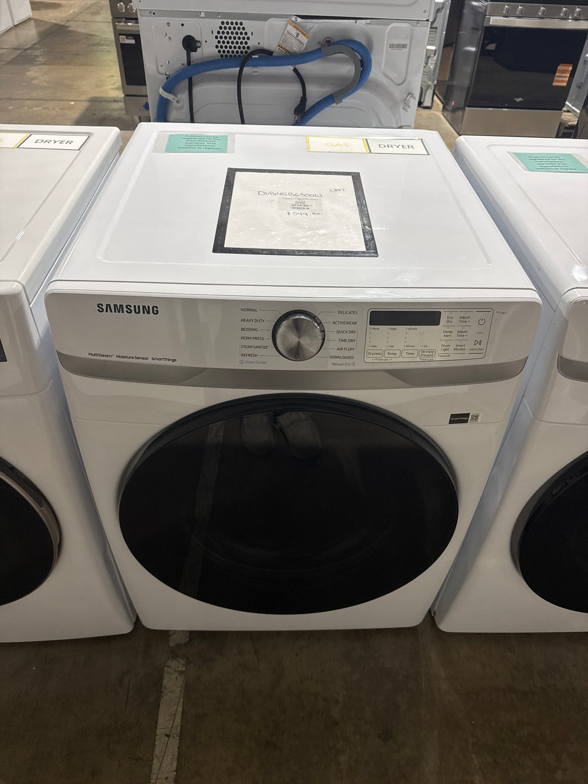 Samsung 7.5cu.ft GAS Dryer Model#DVG45B6300W Serial#0BED5BBL400219M (80)