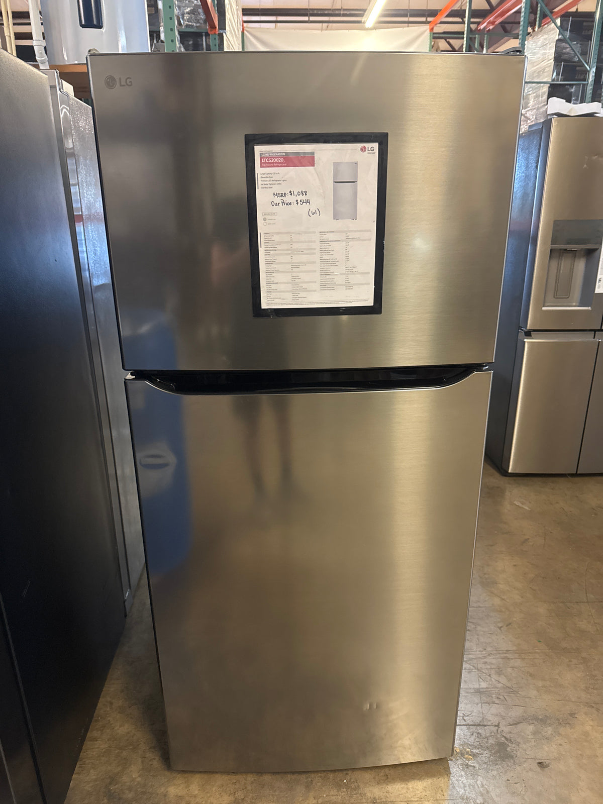 LG 30in Top Freezer Refrigerator Model#LTCS20020V/05 Serial#605VNKE1A709 (61)