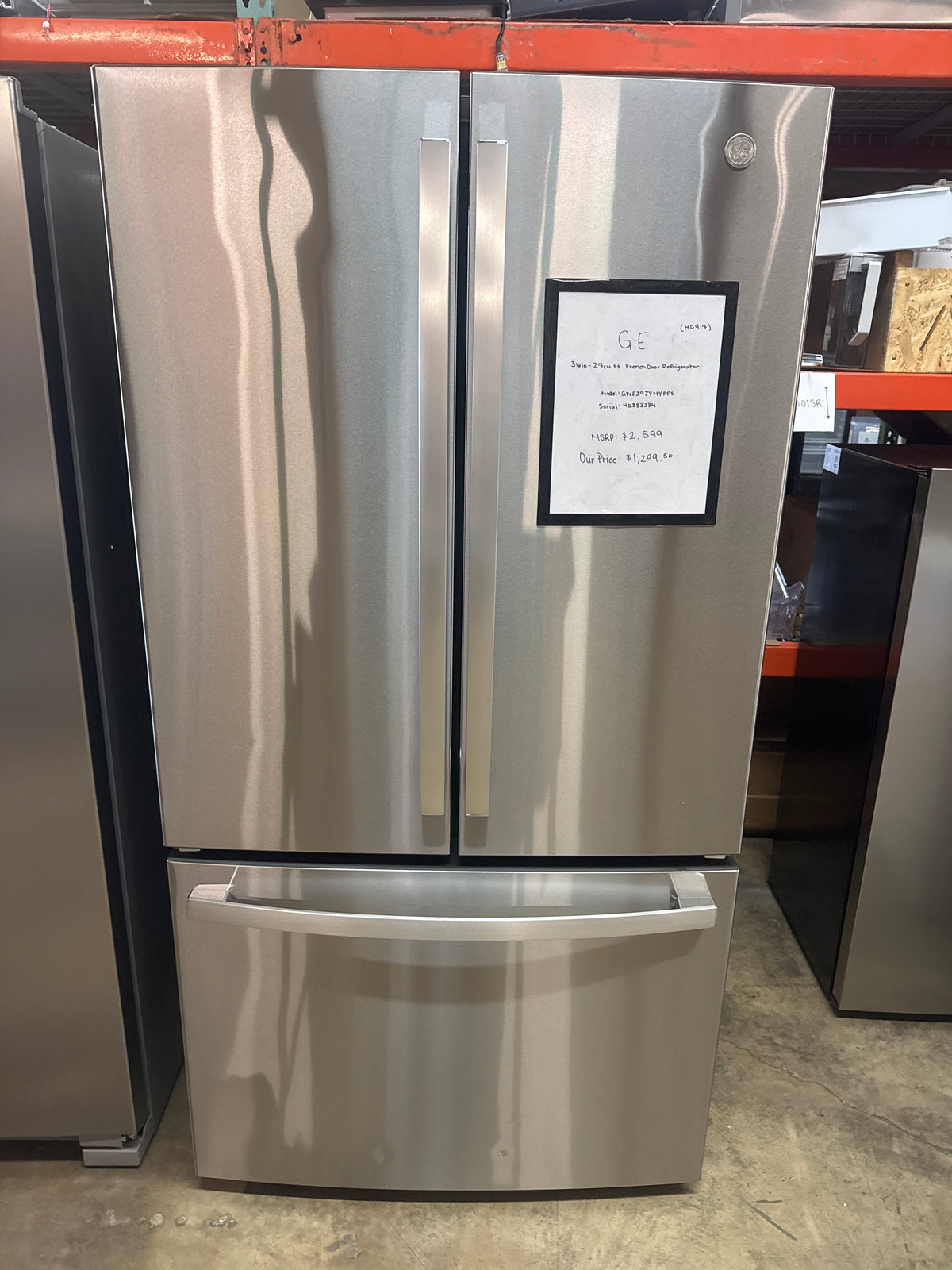 GE 36in French Door Refrigerator Model#GNE27JYMYFFS Serial#HD383334 (HD918)