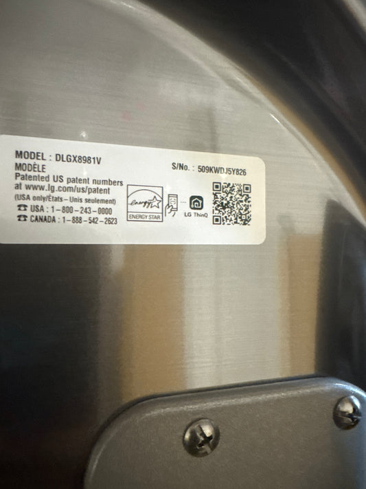 LG 9.0cu.ft GAS Dryer Model#DLGX8981V Serial#509KWDJ5Y826 (66)
