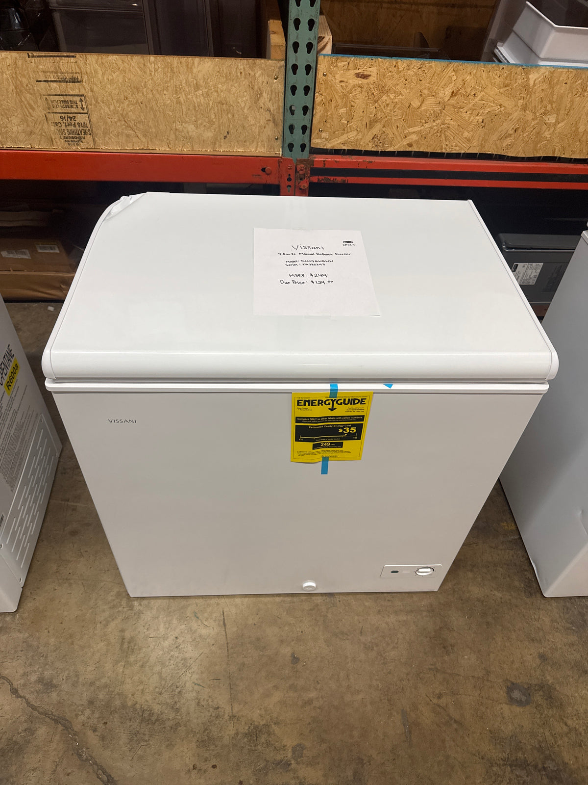 Vissani 7.0cu.ft Manual Defrost Chest Freezer Model#DCM7QWBWW Serial#TA232243 (P02)