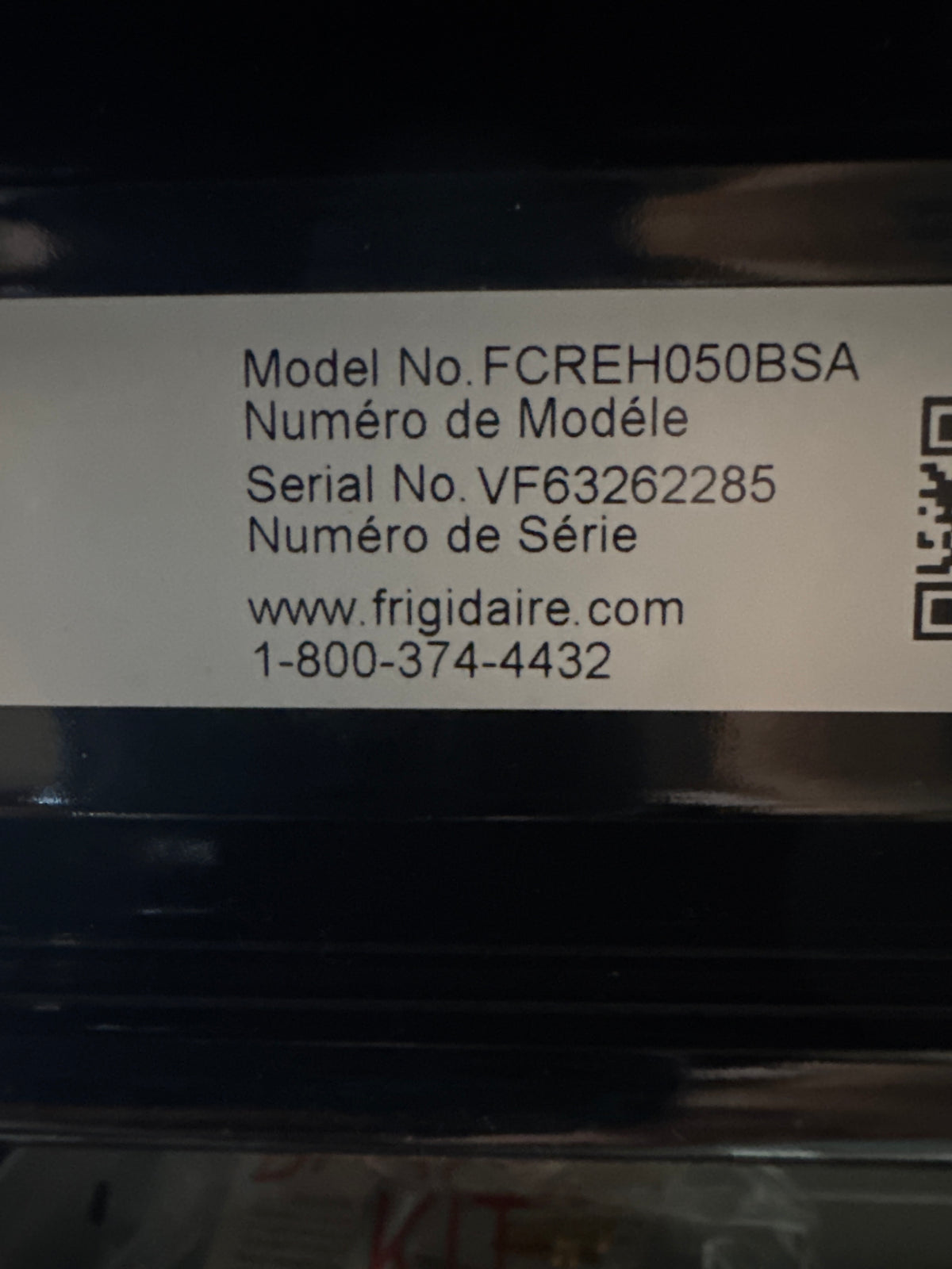 Frigidaire 30in Electric Range Model#FCREH050BSA Serial#VF63262285 (HD927)
