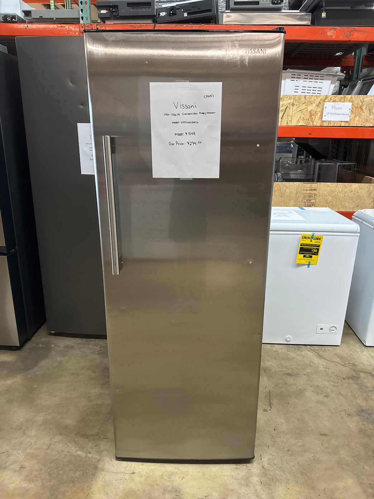 Vissani 24in CONVERTIBLE Upright Fridge/Freezer Model#VSF11US2A16 (P05)