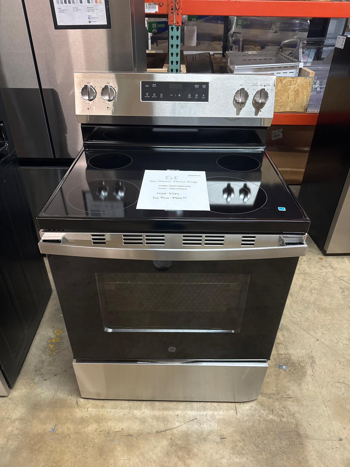 GE 30in Electric Range Model#GRF40HSV1SS Serial#HD077582Q (HD902)