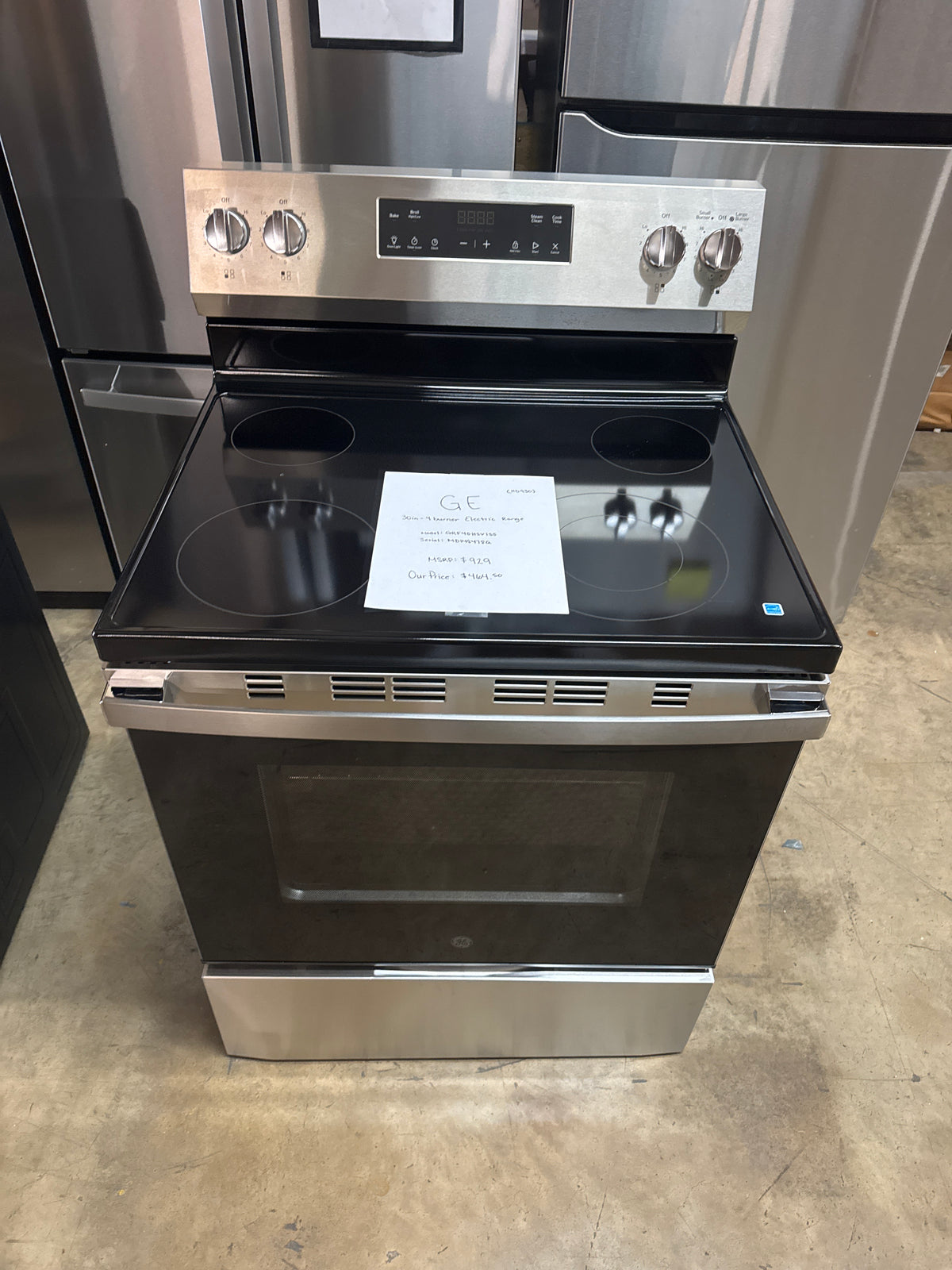 GE 30in Electric Range Model#GRF40HSV1SS Serial#MD148478Q (HD930)
