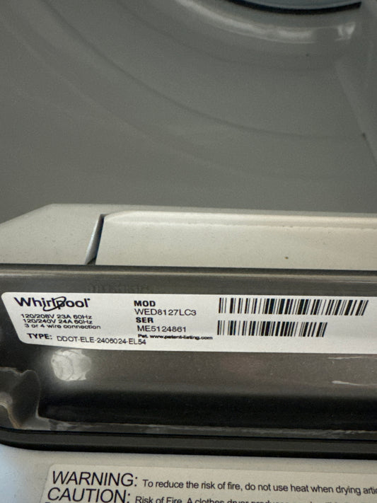 Whirlpool 7.4cu.ft ELECTRIC Dryer Model#WED8127LC Serial#ME5124861 (68)