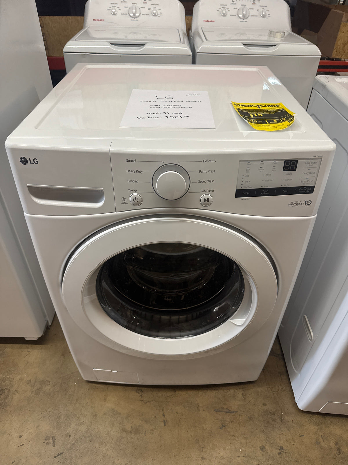 LG 4.5cu.ft Front Load Washer Model#WM3400CW Serial#602TNMX1U443 (HD932)
