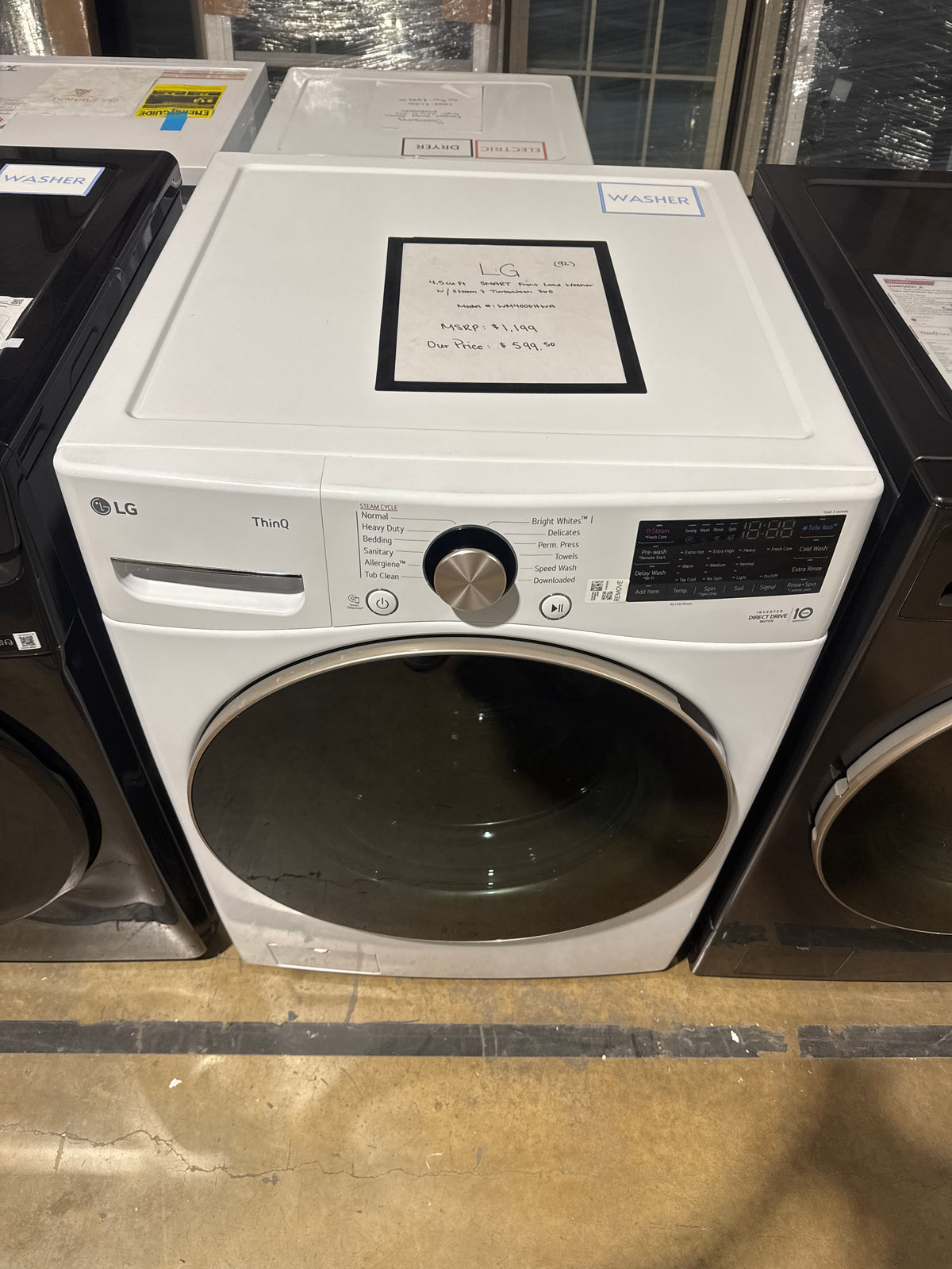 LG 4.5cu.ft Front Load Washer Model#WM4000HWA Serial#602TNWG3H041 (92)
