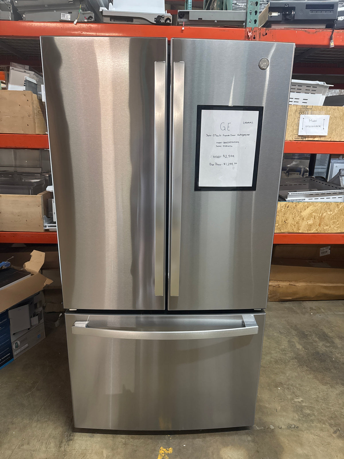 GE 36in French Door Refrigerator Model#GNE27JYMYFFS Serial#FD316116 (HD919)