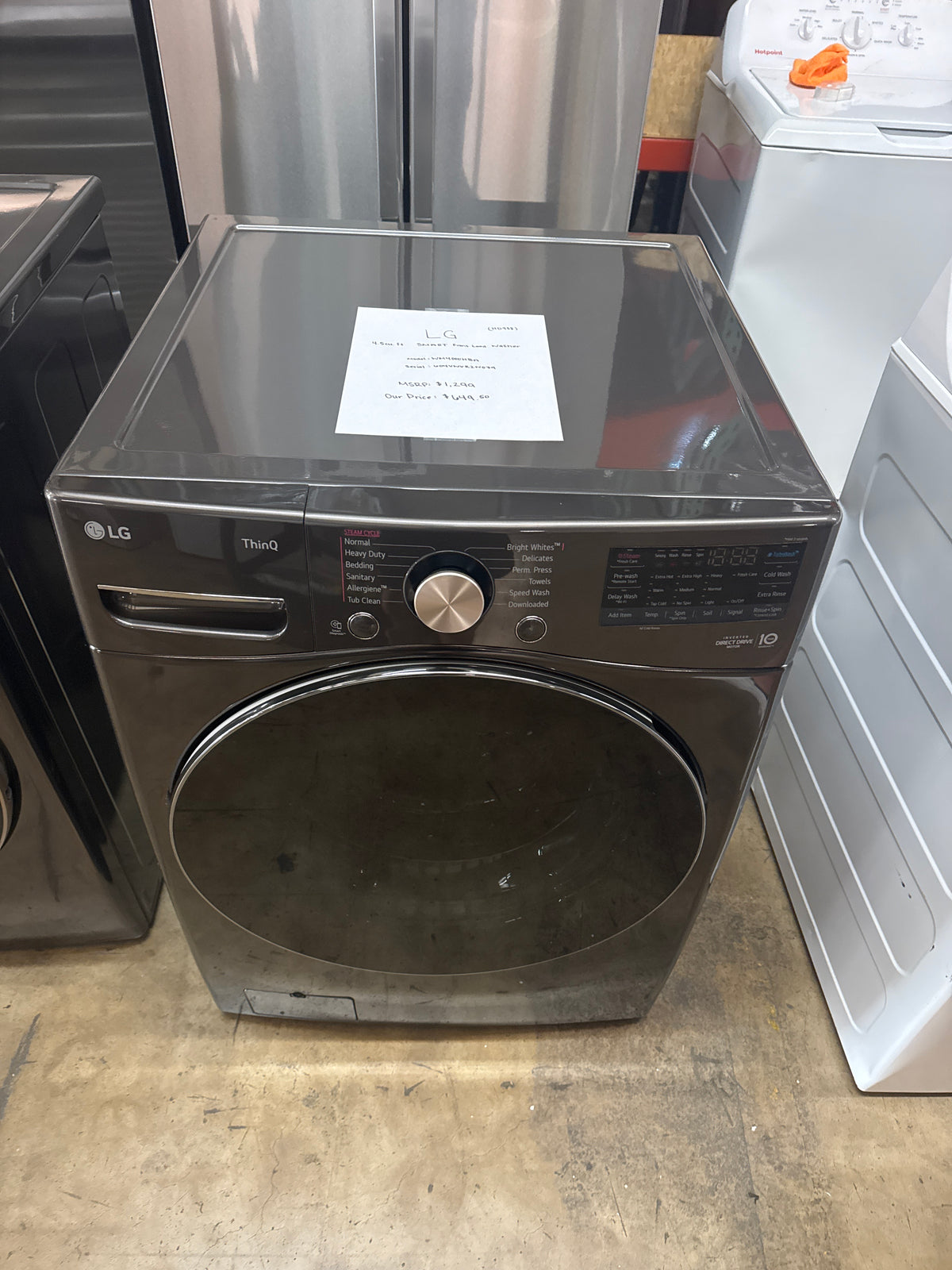 LG 4.5cu.ft Front Load Washer Model#WM4000HBA Serial#604VWVR2N079 (HD938)