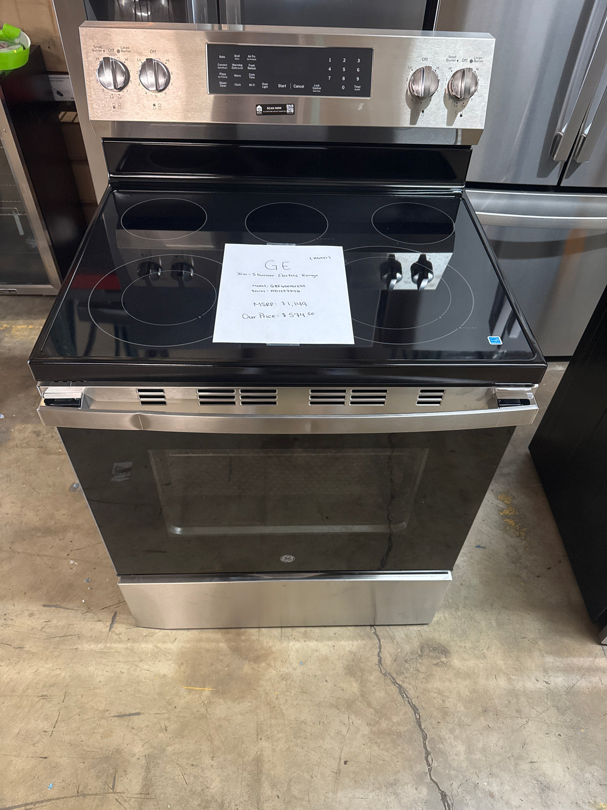 GE 30in Electric Range Model#GRF600AV2SS Serial#HD123734Q (HD931)