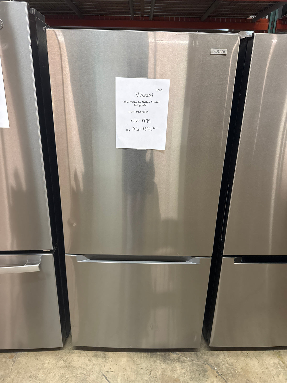 Vissani 30in Bottom Freezer Refrigerator Model#MDBF18SS (P11)