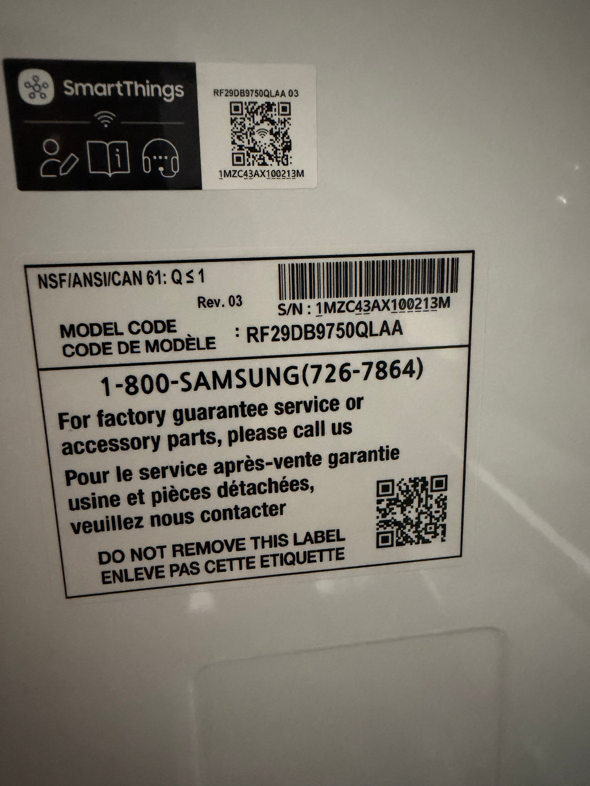 Samsung Bespoke 36" 4 Door Refrigerator Model #RF29DB9750  Serial #1MZC43AX100213M (29)