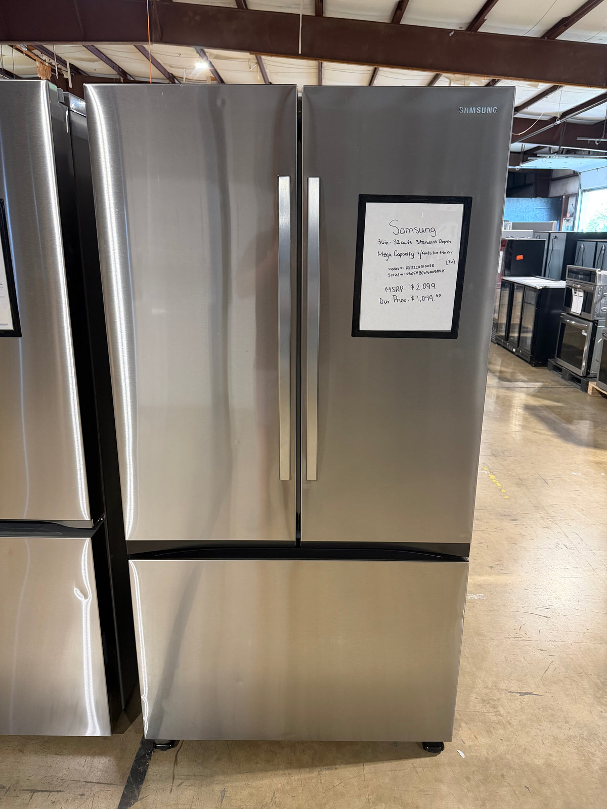 Samsung 36" French Door Refrigerator Model #RF32CG5100SR  Serial #0BXF4BCW600584X (36)